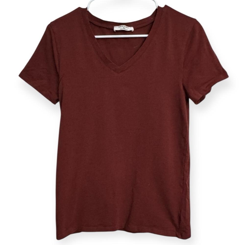 Zenana Outfitters Red Fitted Short Sleeve Top